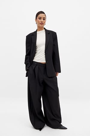 Black Mid Waist Suit Pants