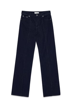 Rinse Wash Halfhoge jeans met wijde pijpen en plooien