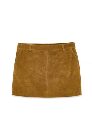 Medium Brown Minirok van suède