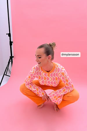 Pink Mix Finstickad långärmad topp
