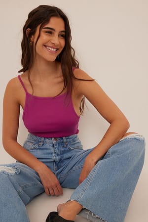 Fuchsia Thin Strap High Neck Singlet