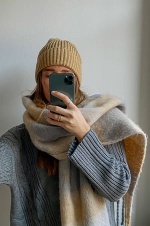 Beige Basic gerecycled gebreide beanie