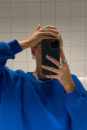 Deep Blue Oversized Brushed Sweatshirt