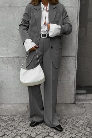 Grey Wide High Waist Suit Pants