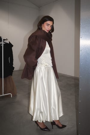 Brown Short Scarf Detailed Coat