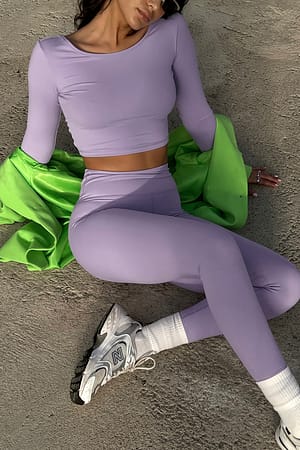 Lilac Twisted Cross Back Long Sleeve Top