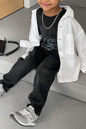 Washed Black Jean mom taille haute biologique