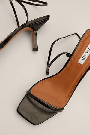 Black Ankle Strap Stiletto Sandals