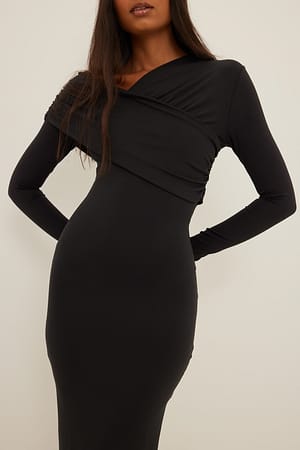 Black asymmetrisches Maxikleid