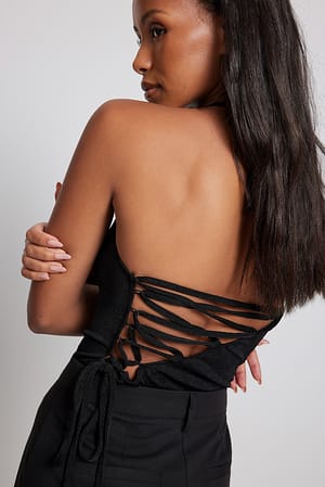 Black Asymmetric Lacing Detail Body