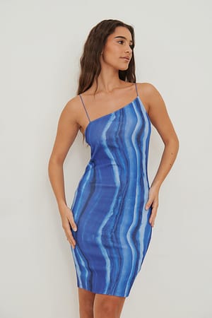 Blue Print Asymmetrische jurk