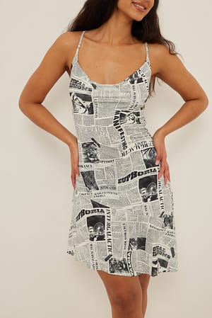 Print Asymmetrisches Wasserfall-Minikleid
