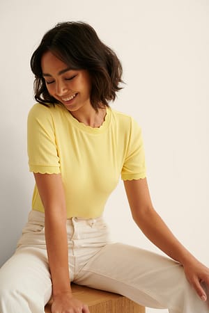 Light Yellow Babylock Detail Rib Top