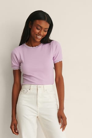Lilac Babylock Detail Rib Top