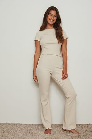Beige Pantalon babylock côtelé