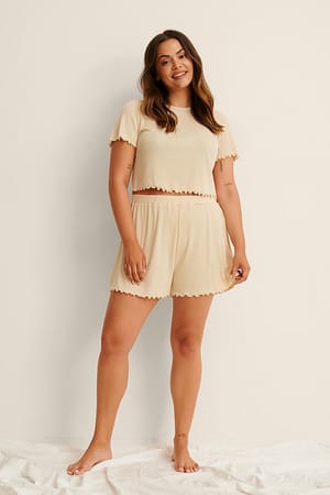Light Beige Babylock Rib Shorts