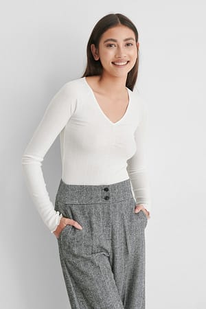 Offwhite Babylock Rouched Rib Top