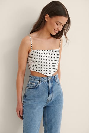 White Dots Back Smocked Mini Top