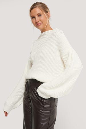 Offwhite Balloon Sleeve Knitted Sweater TEST