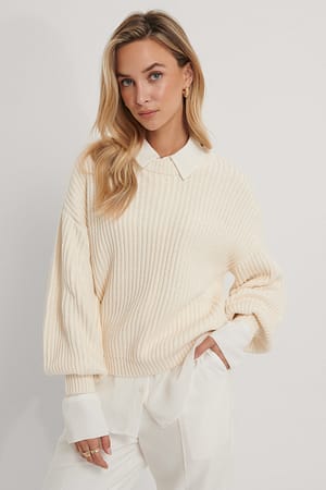 Balloon Sleeve Round Neck Sweater