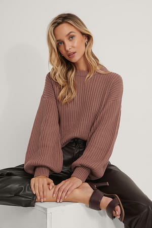 Dusty Dark Pink Pull tricoté col rond biologique