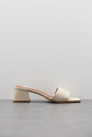 Beige Basic Block Heel Mules