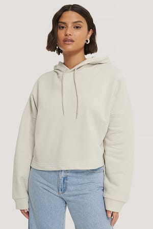 Dusty Light Beige Basic Cropped Hoodie