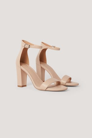 Beige Basic Sandaler Med Høye Blokkhæler