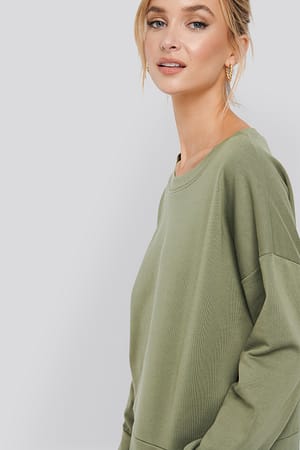 Khaki Basic Wide Sweater