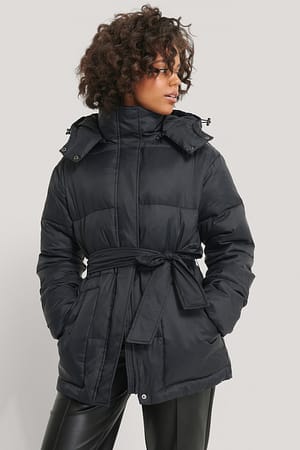 Black Belted Padded Jacket