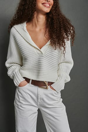 Brown Angular Buckle Belt