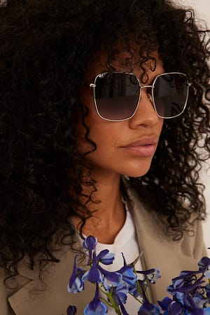 Silver Big Metal Rim Sunglasses