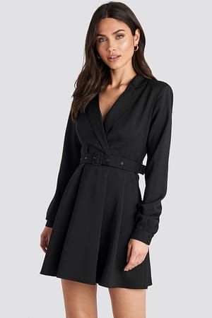 Black Blazer Belted Mini Dress