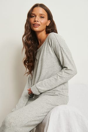 Grey Melange Boat Neck Top