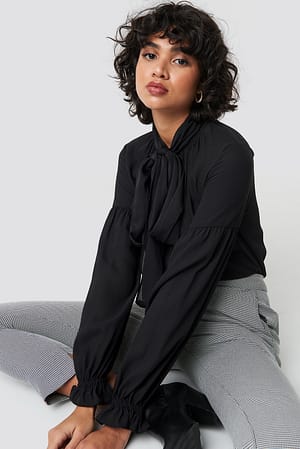 Black Bow Tie Blouse