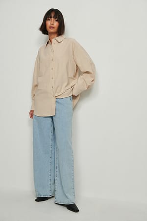 Beige Boyfriend Linen Blend Shirt