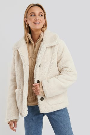 Offwhite Teddy-jacka