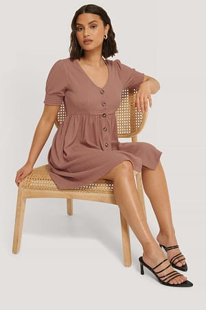 Dusty Dark Pink Recyceltes Button-up Jersey-Kleid