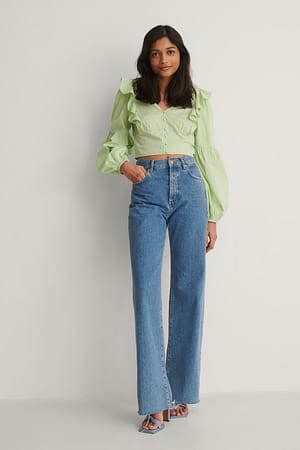 Light Green Rüschenbluse