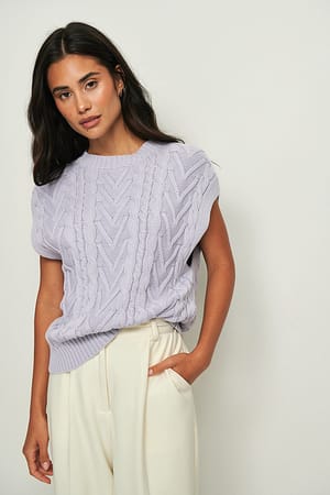 Purple Cable Knitted Vest