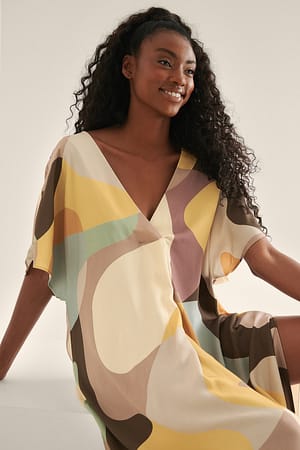 Geographic Print Caftan Midi Dress