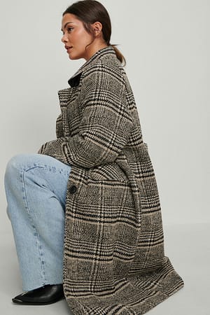 Black Checked Oversized Coat