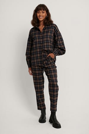 Blue Check Checkered Suit Pants