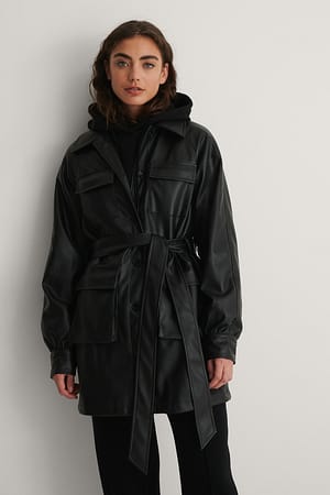 Black Brusttasche Pu-Jacke
