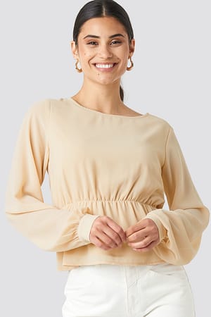 Nude Chiffon Flounce Blouse