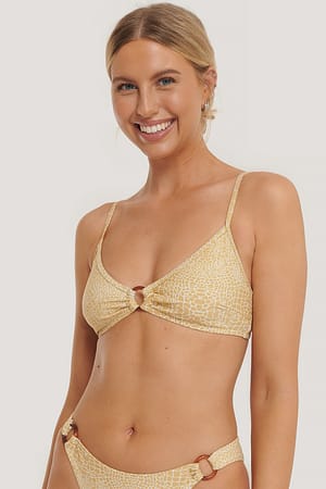 Crocodile Print Circle Detail Bikini Bra