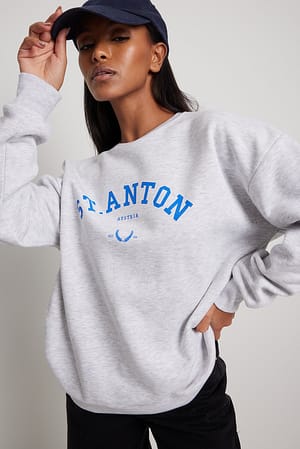 Grey Melange City Print Sweatshirt