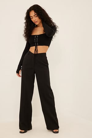Black V-shaped Suit Pants