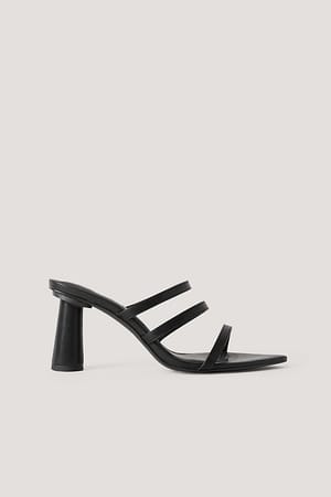 Black Kjegleformede Mules Med Stropper