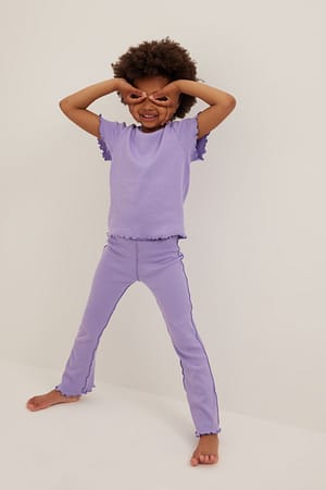 Lilac T-shirt met contrasterende naad